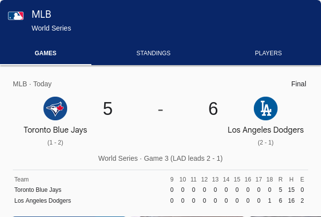 LA Dodgers wins game three